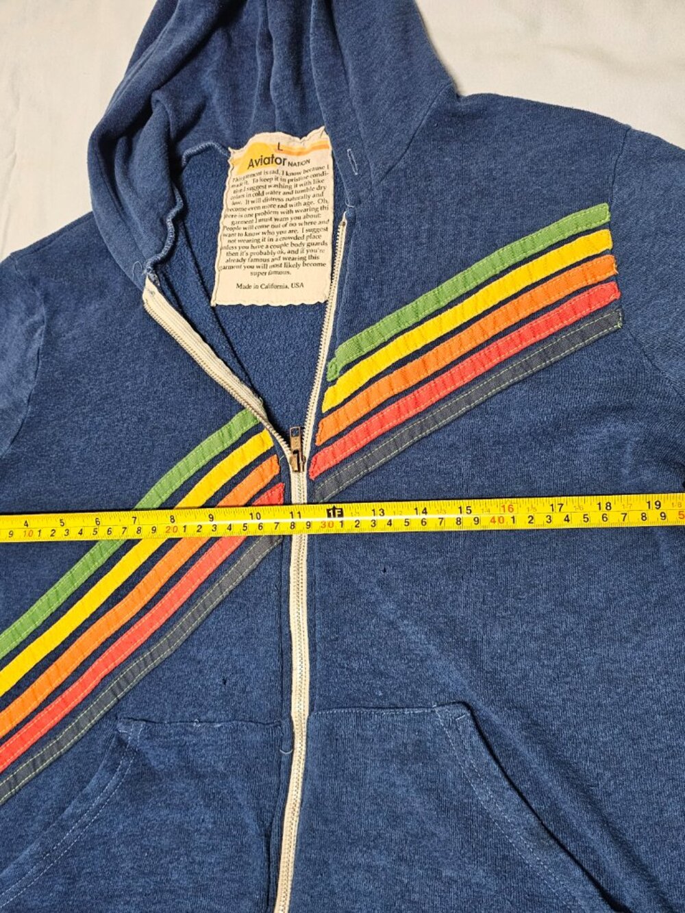 Aviator Nation Disco Zip Hoodie Ocean Size L - Picture 7 of 14